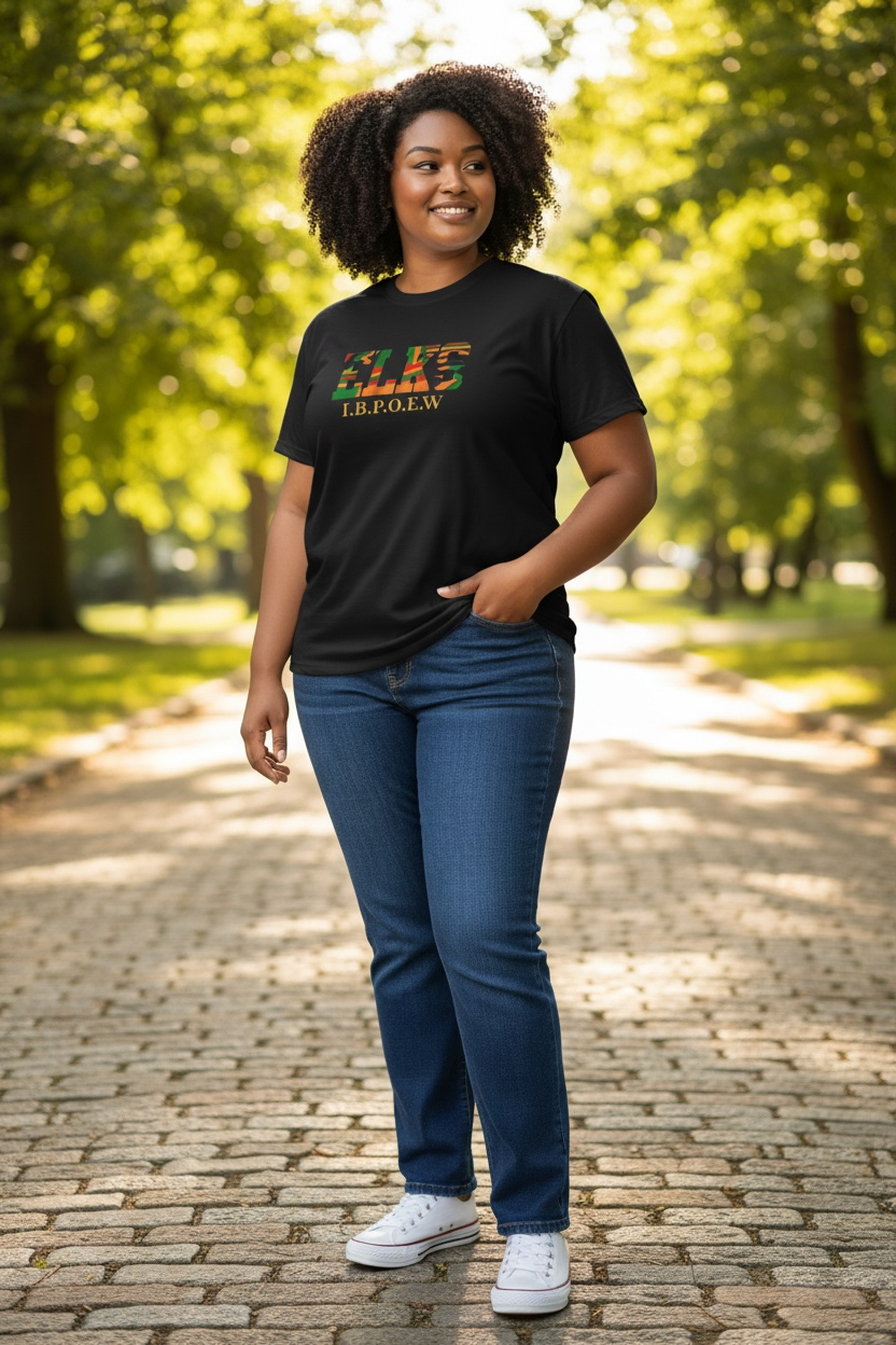 ELKS AFRICAN PRINT EMBROIDERY TSHIRT