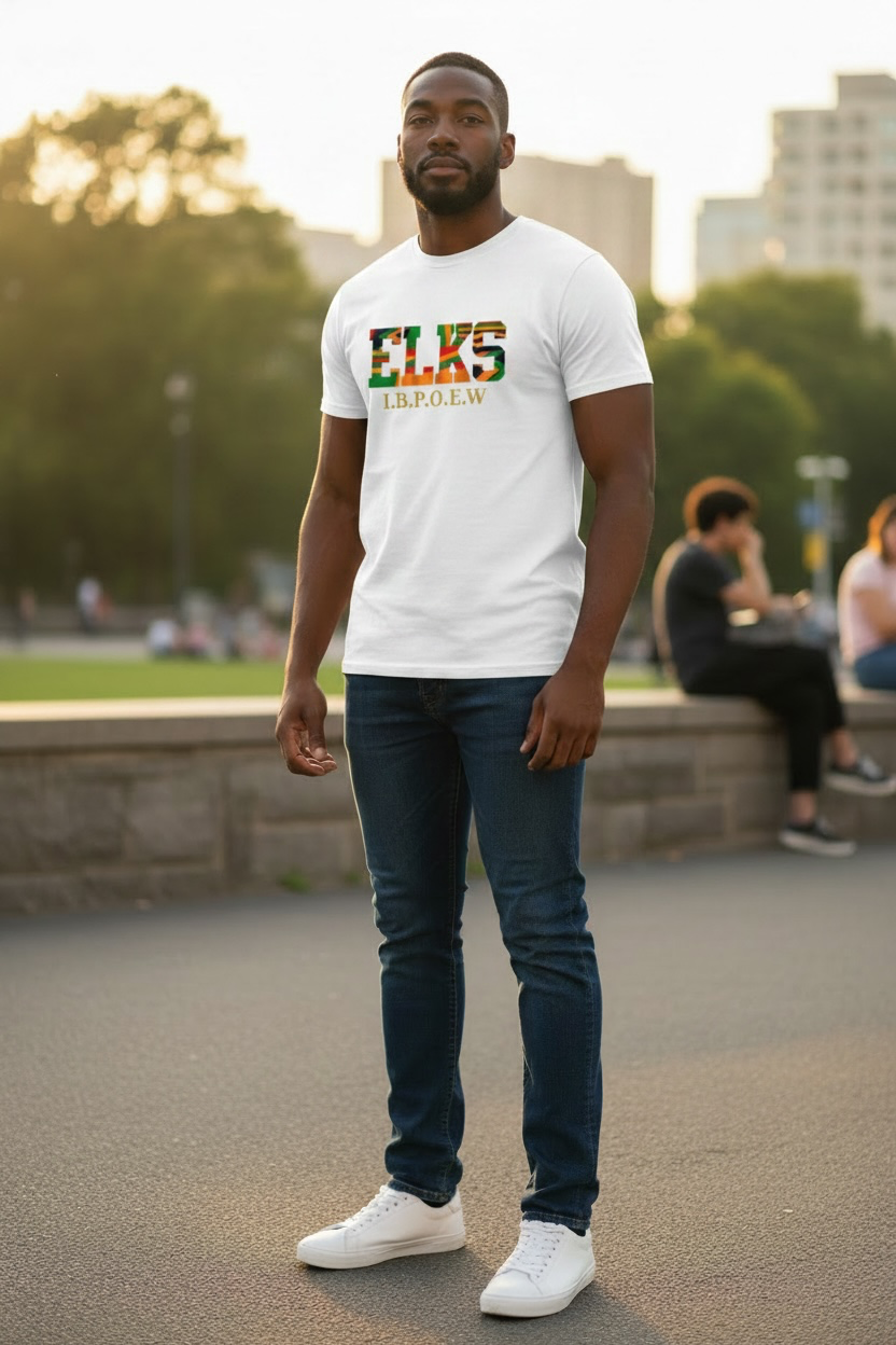 ELKS AFRICAN PRINT EMBROIDERY TSHIRT