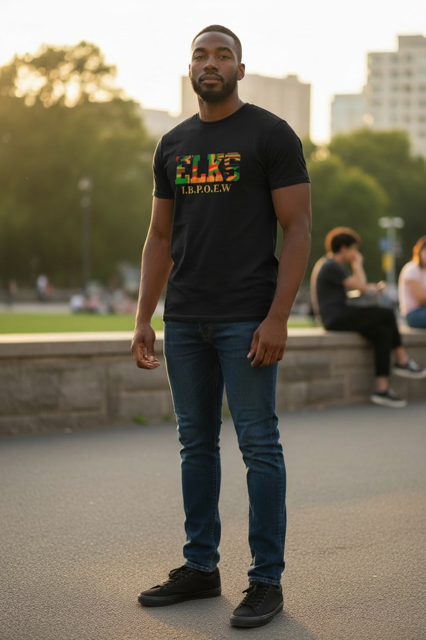 ELKS AFRICAN PRINT EMBROIDERY TSHIRT