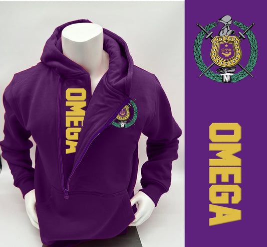 OMEGA PSI PHI ZIPPER HOODIE SWEATSHIRT
