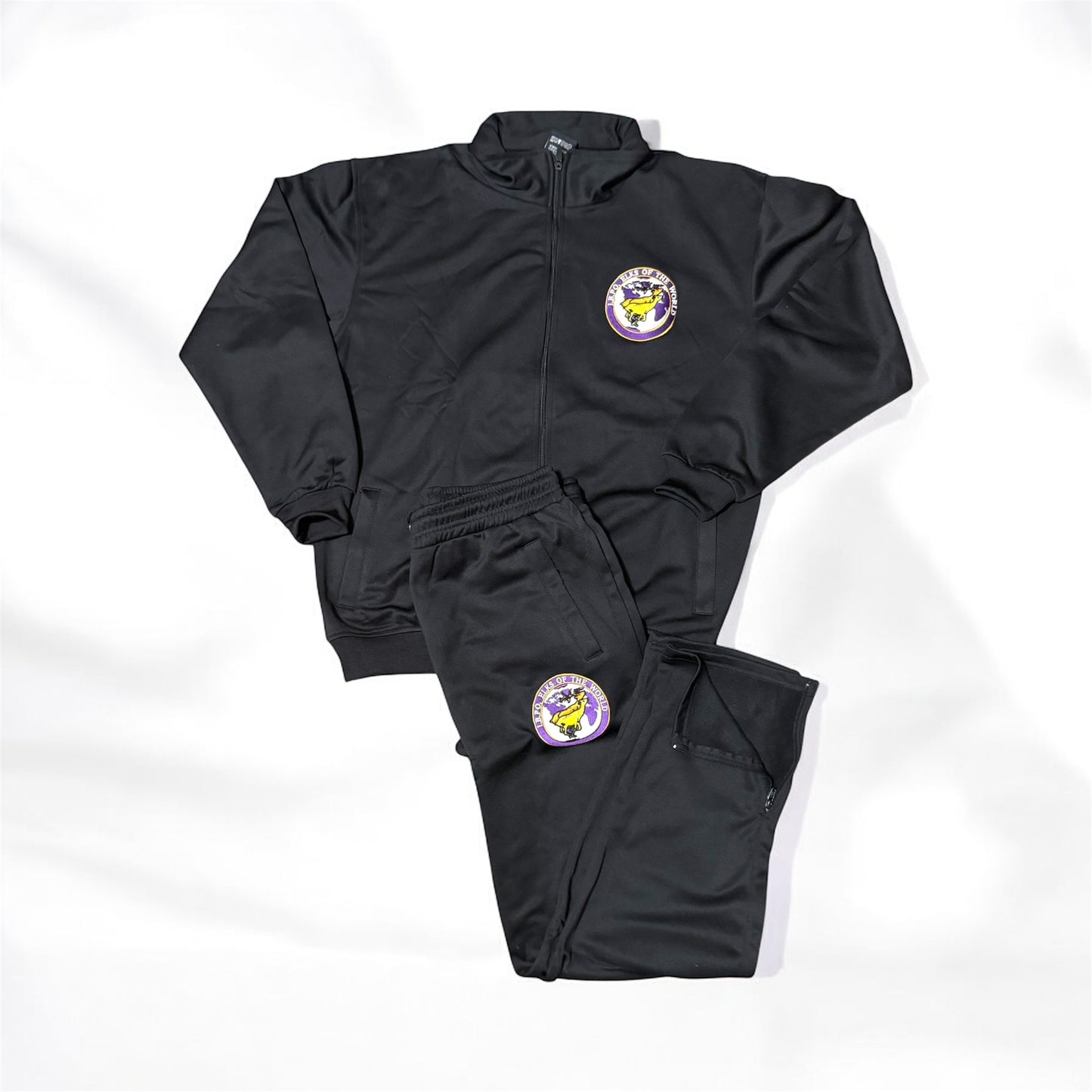MENS EMBROIDERED ELKS BLACK JOGGING SUIT