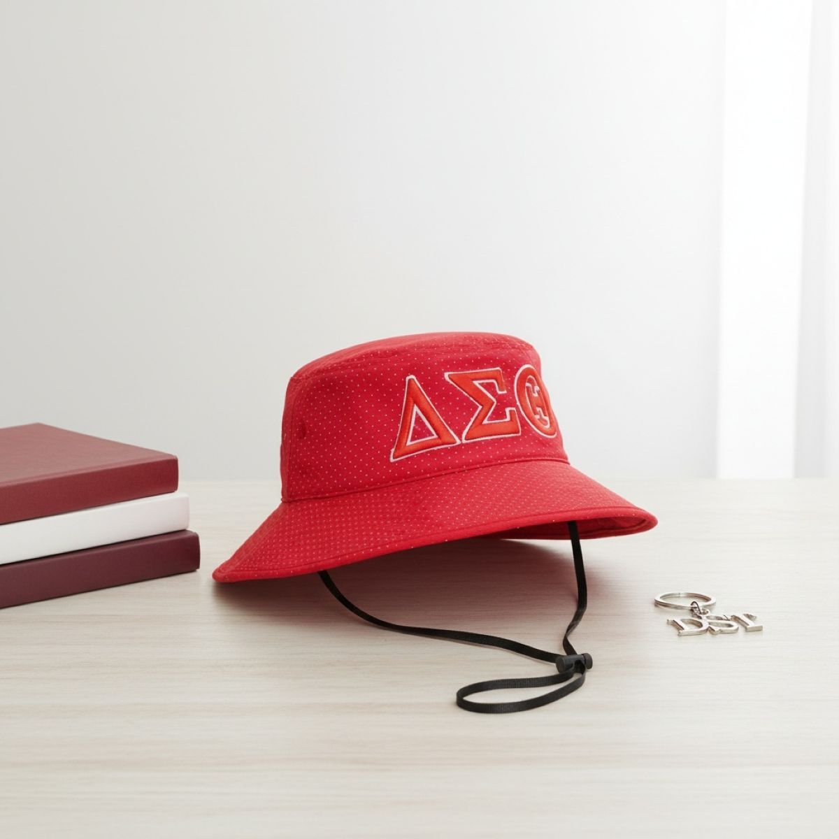 DST 1913 Sorority Red Mesh Embroidered Bucket Hat