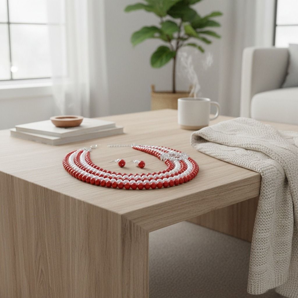 DST Necklace Red White Pearl Soror Set