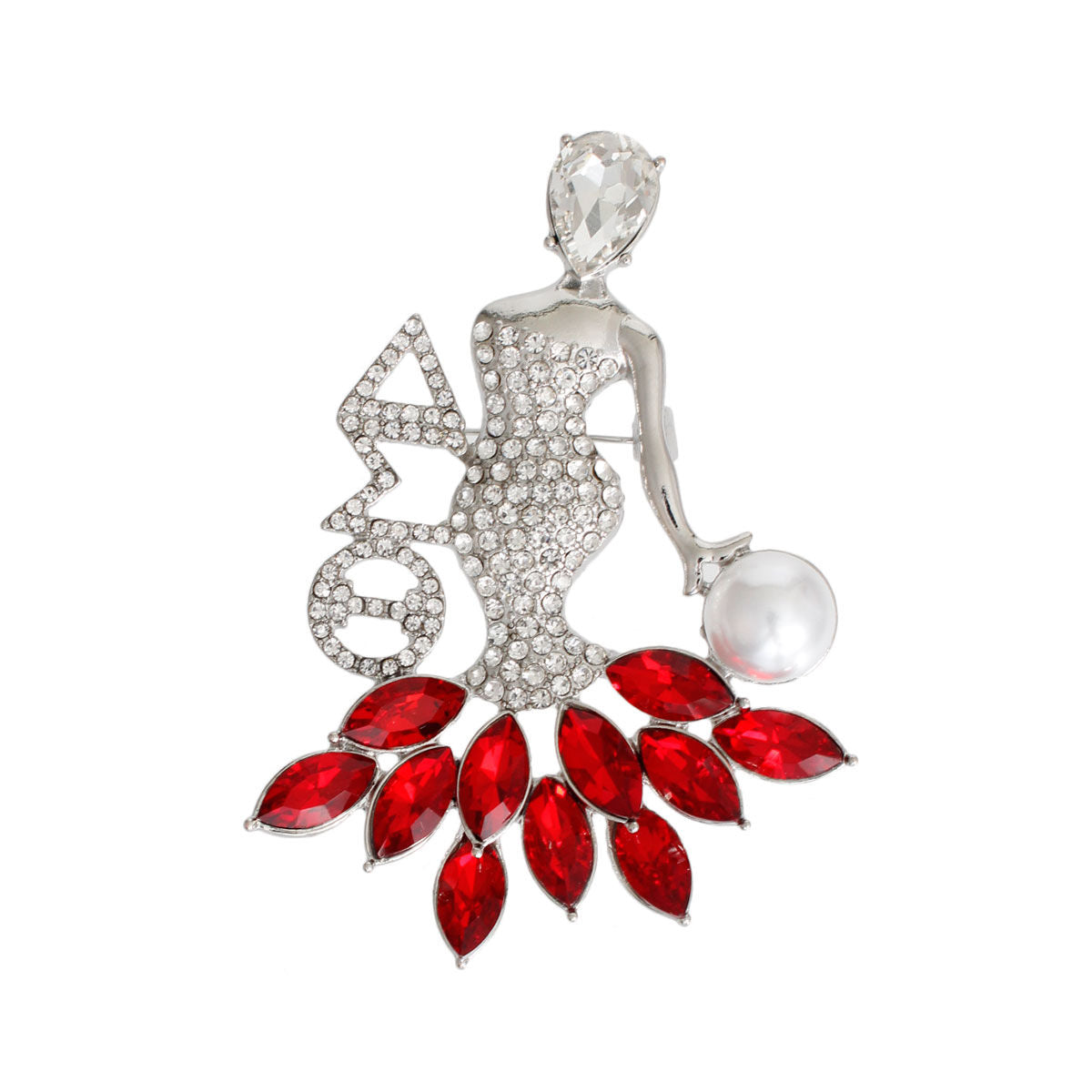 DST Brooch Silver Elegant Lady Crystal Pin