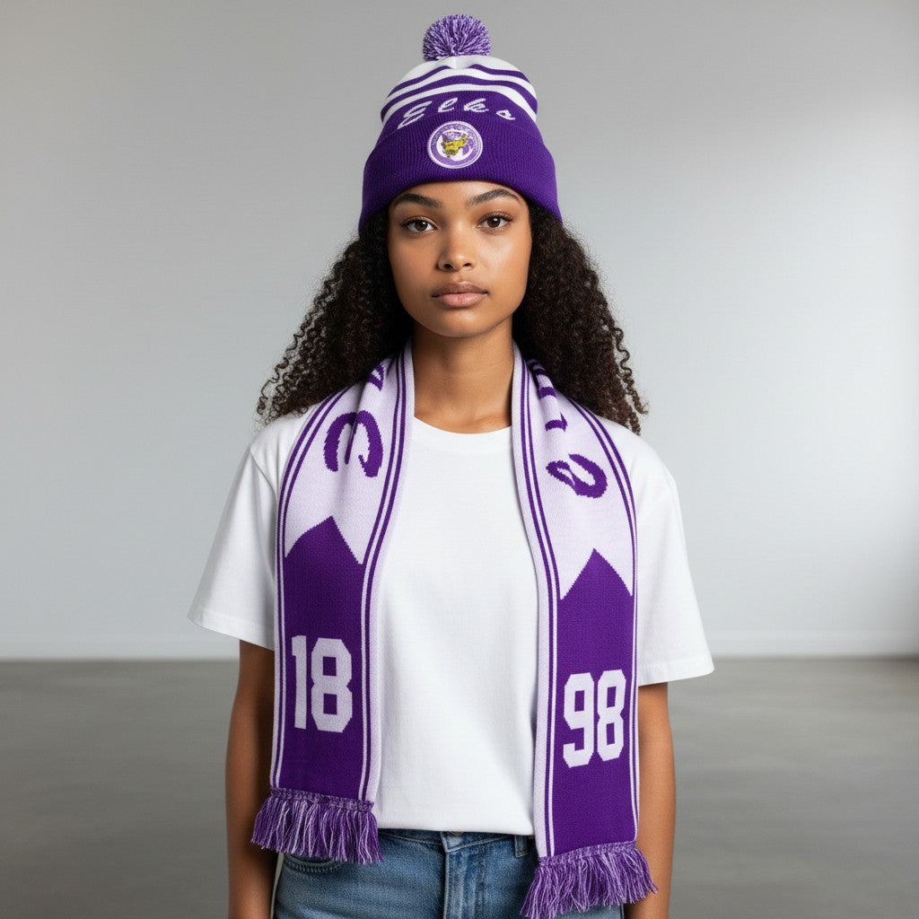ELKS PURPLE AND WHITE SCARF SET