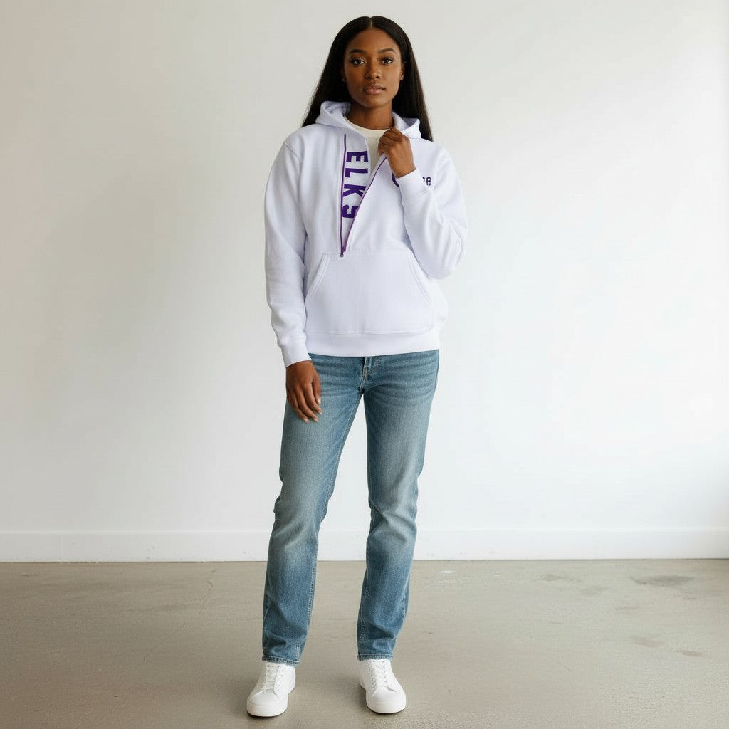 ELKS WHITE HOODIE SWEATSHIRT