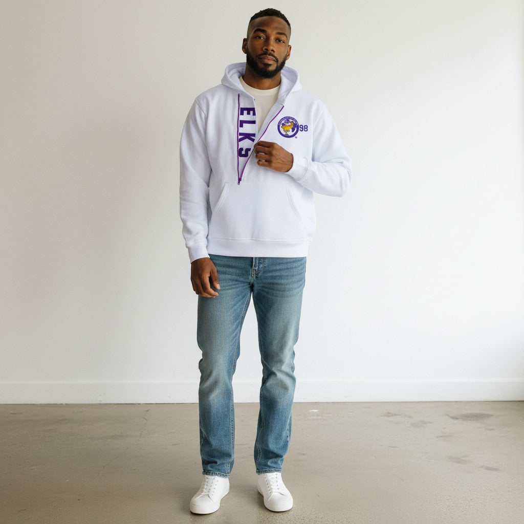 ELKS WHITE HOODIE SWEATSHIRT