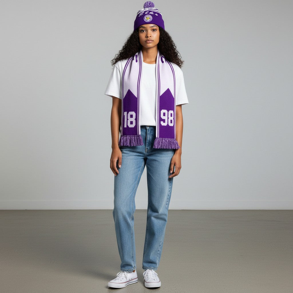 ELKS PURPLE AND WHITE SCARF SET