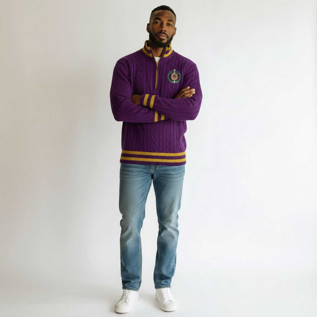 OMEGA PSI PHI  KNIT ZIPUP SWEATER